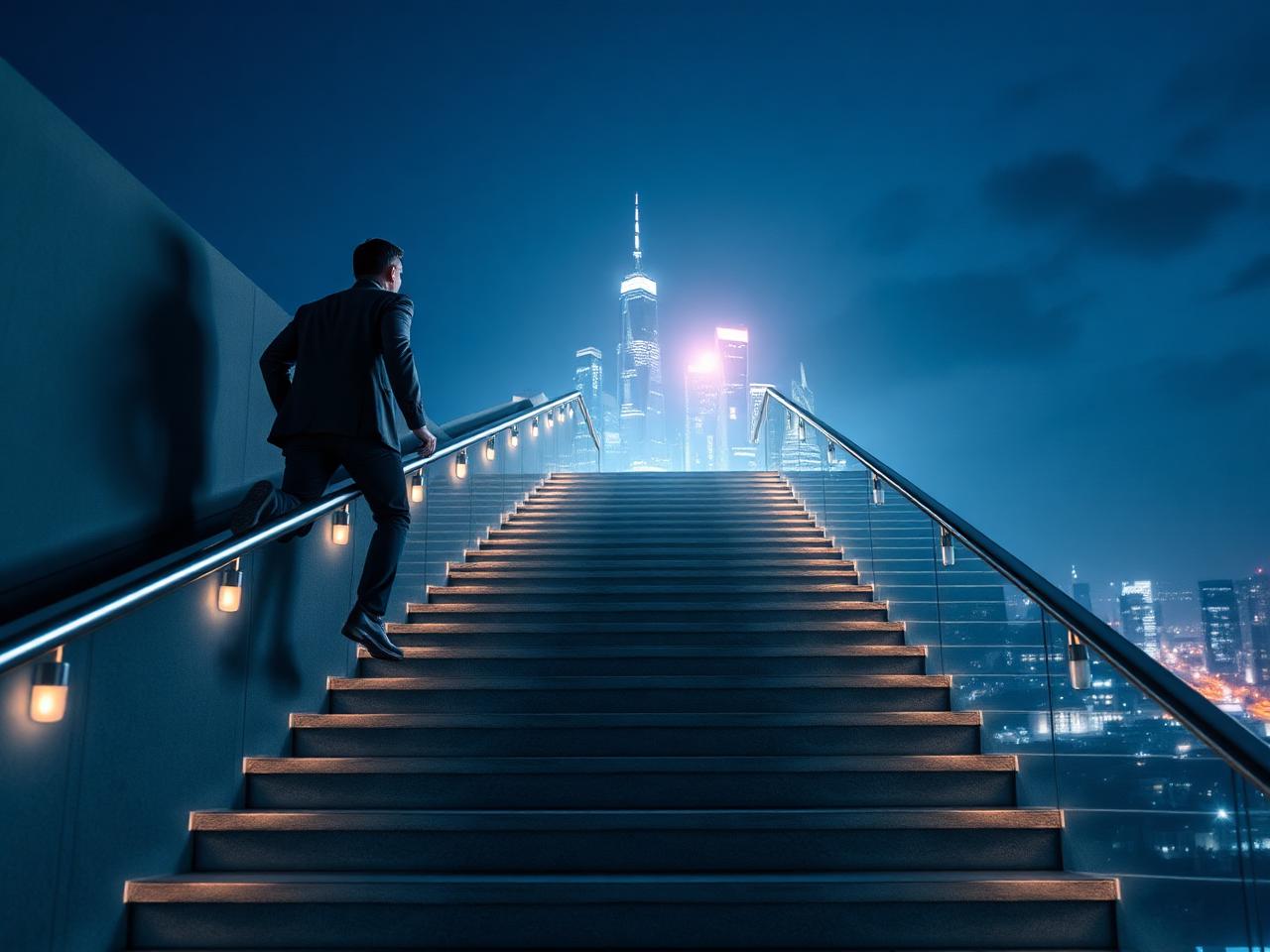 Professional climbing career growth staircase