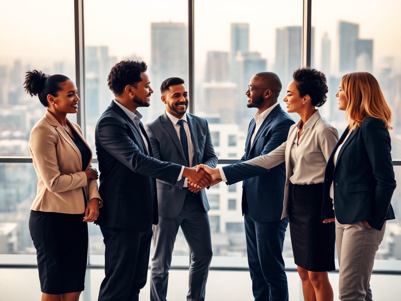 Business professionals building partnerships