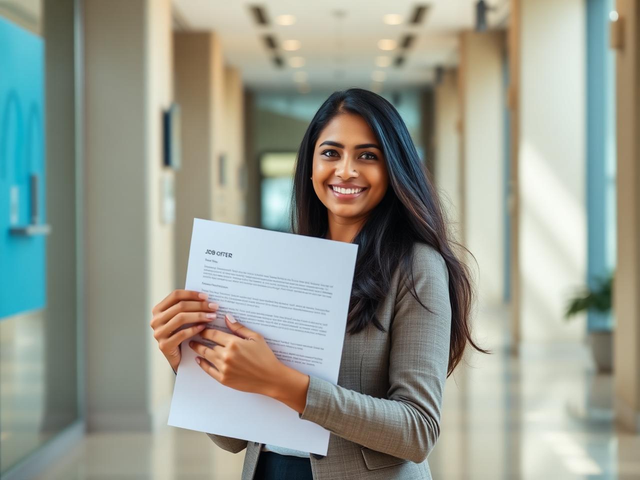 Intern celebrating job offer success