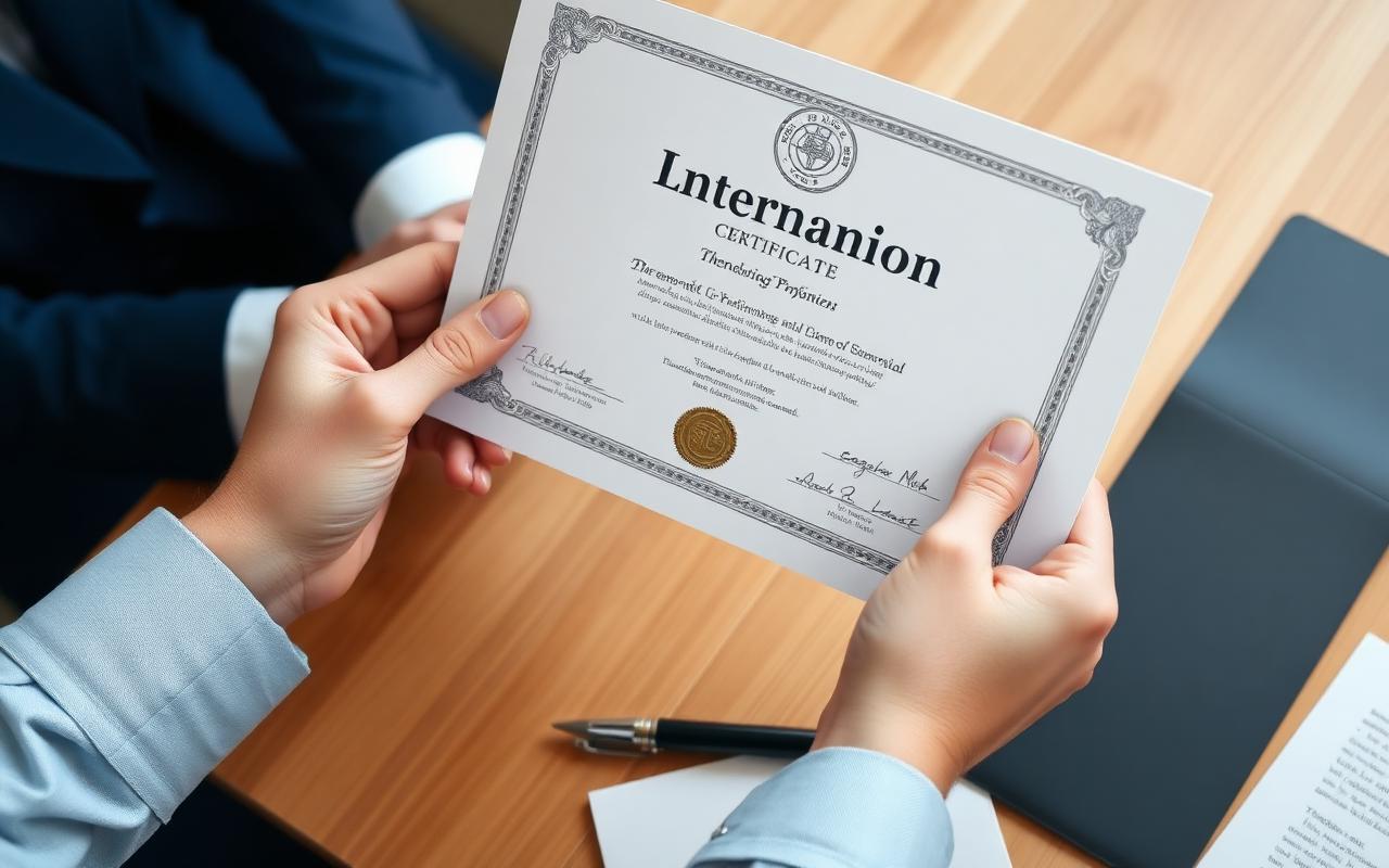 Internship certificate with seal